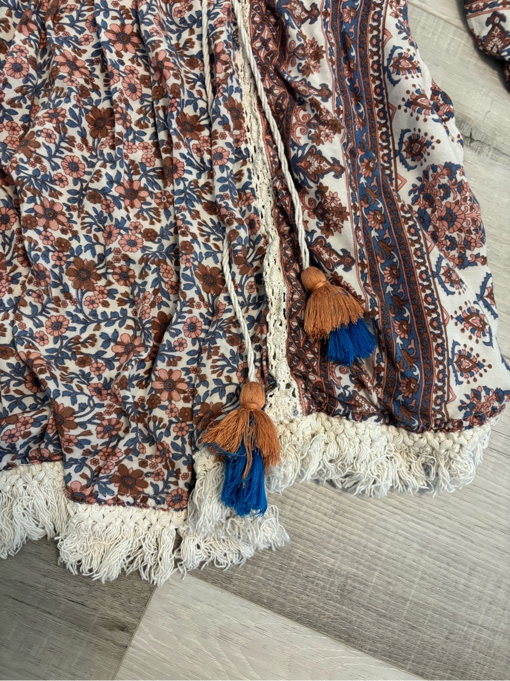 RAGA Boho Floral Paisley Fringe Tassel Dress Size Large - Picture 7 of 14